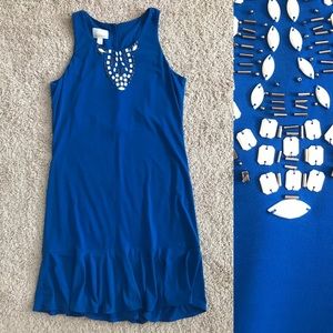 Beaded Blue Dress Polyester by Donna Morgan